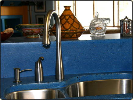 blue concrete with undermount sink
