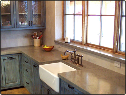Concrete Counters with Farm Sink